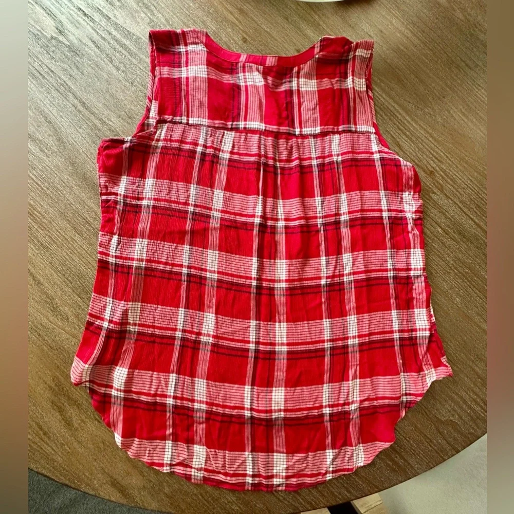 NEW Christopher & Banks Red Plaid Sleeveless Top, Size XL - Picture 7 of 9
